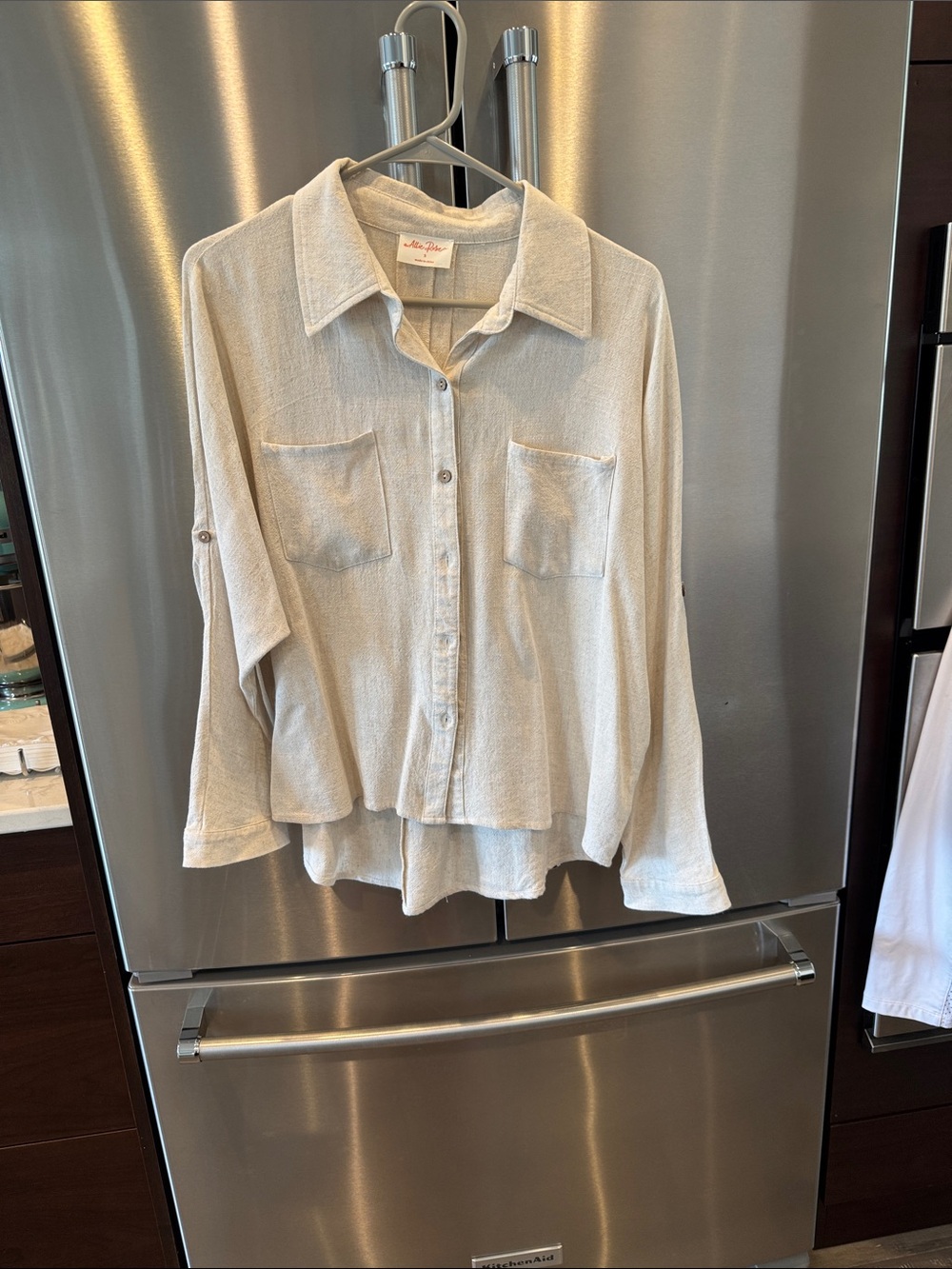 Allie Rose Light Linen-Texture Button Shirt